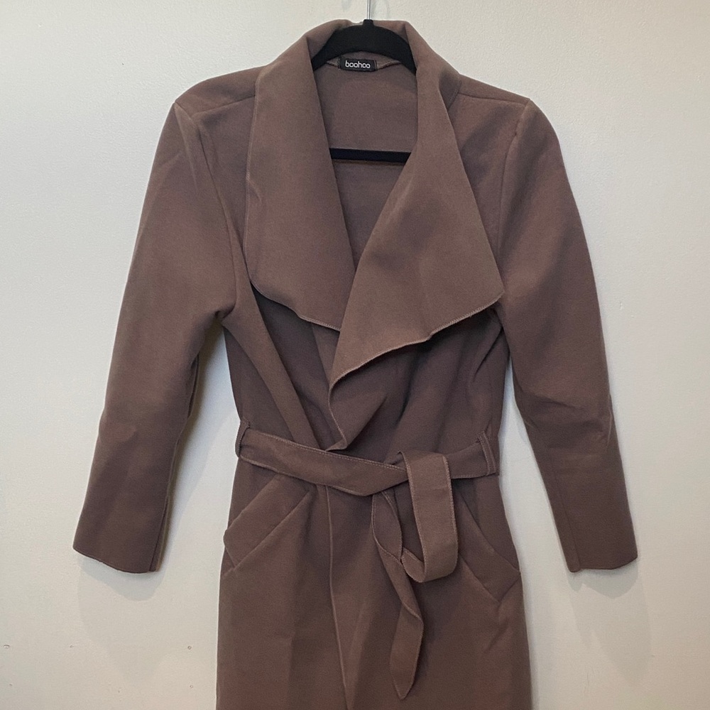 Boohoo Chocolate Wrap Coat